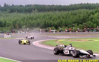 The start of the race, as Hakkinen leads the way