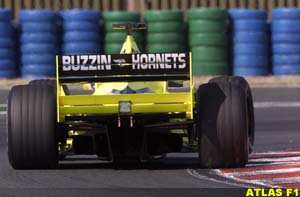 A rear wing, set for high downforce