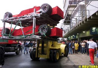 Ferrari's cars arrive at Interlagos