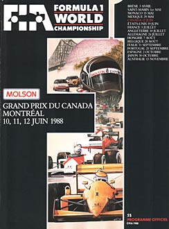The 1988 Canadian GP Program cover