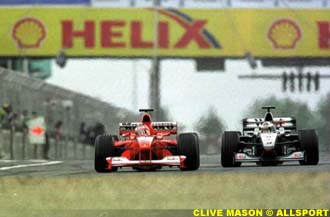 Schumacher makes the definitive move over Hakkinen