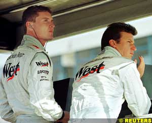 Coulthard and Panis at the Barcelona testing