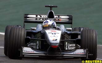 David Coulthard drives to his win