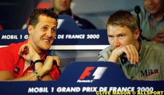 Schumacher and Hakkinen at a press conference