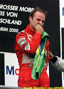 Rubens Barrichello on the top step of the podium at the German GP