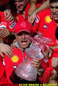 Rubens Barrichello with the German GP winners trophy