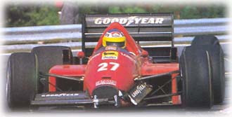 Michele Alboreto in his damaged Ferrari