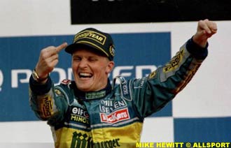 Johnny winning the 1995 Italian GP in true fashion