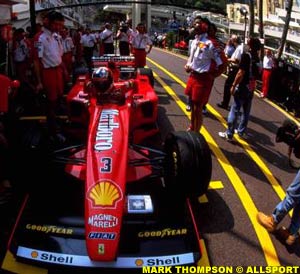 the tight Monaco pitlane