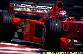 Michael Schumacher riding the curbs at Monaco
