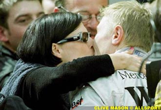 Erja kisses Mika after his win at Austria this year
