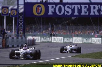 Button and Schumacher at Silverstone