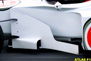 A BAR sidepod entry with bargeboard