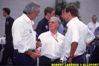 Briatore, Ecclestone and Berger at Indianapolis this year