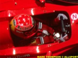 Michael Schumacher in the Scuderia Ferrari F1-2000 cockpit