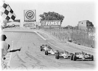 Villeneuve, Laffite, Watson, Reutemann and de Angelis