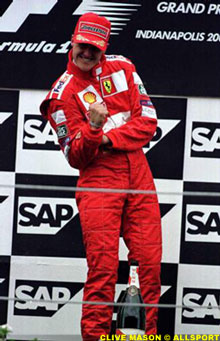 M. Schumacher celebrates a historic win