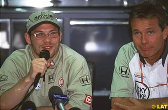 Jacques Villeneuve and Pollock at a press conference