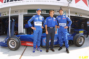 Luciano Burti, Alain Prost and Heinz Harald Frentzen