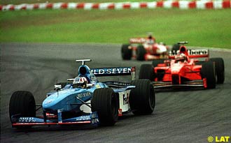 Wurz ahead of Schumacher in the 1998 race