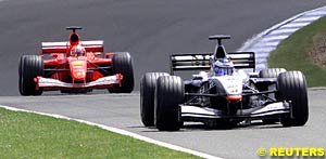 Hakkinen ahead of Schumacher