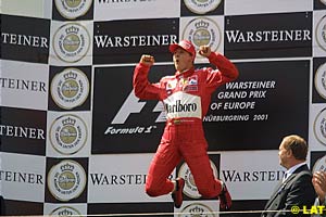 Schumacher doing his famous podium hop