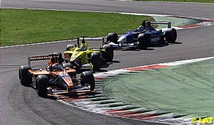 Jos Verstappen in front of Alesi and Raikkonen