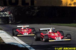 Reutemman leads Lauda at Monza, 1977