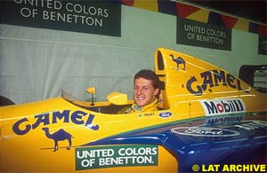 Schumacher in a Benetton for the first time