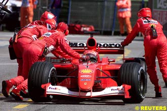 Michael Schumacher, Ferrari retiring from the 2001 San Marino GP.