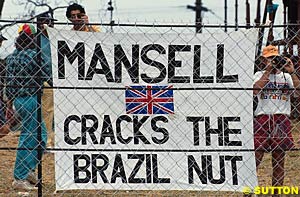 The fans show their support for Mansell