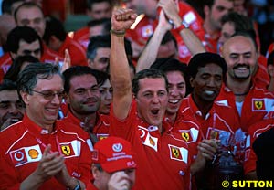 Schumacher and Ferrari celebrate