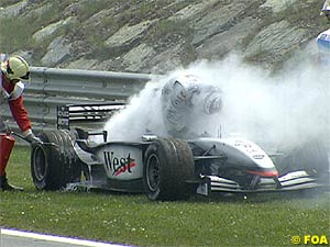 Kimi Raikkonen's engine lets go