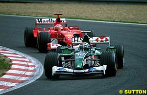 Eddie Irvine gave Jaguar a boost with his sixth place