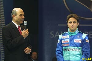 Peter Sauber with Massa at the Sauber 2002 launch