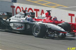 Barrichello overtakes Coulthard