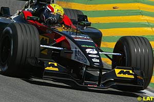 Mark Webber driving the Minardi