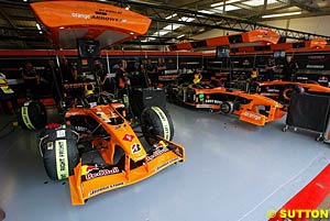 The Arrows garage on Friday