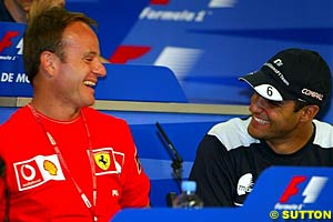 Good friends Barrichello and Montoya