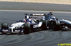 Montoya crashes into Coulthard's car