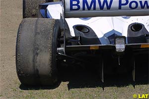Montoya's rear tyre