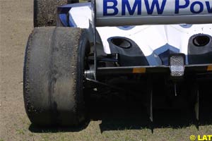 Montoya's rear tyre