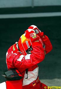 Michael Schumacher after winning the race
