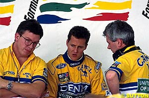 Brawn, Schumacher and Pay Symmonds in 1993