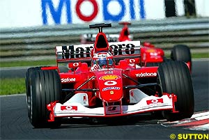 Rubens Barrichello leads Michael Schumacher