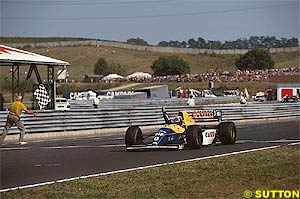 Damon Hill wins his first race, in 1993
