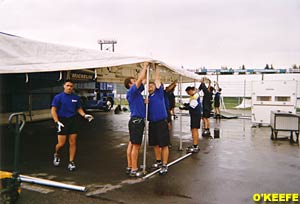 The Michelin men set up the canopy