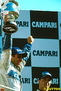 Montoya on the podium, 2001