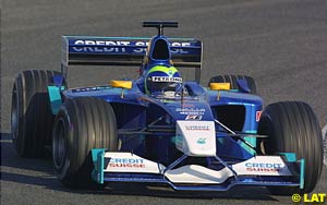 Felipe Massa drives the C21 at Barcelona