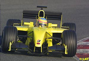 Takuma Sato driving the EJ12 at Barcelona